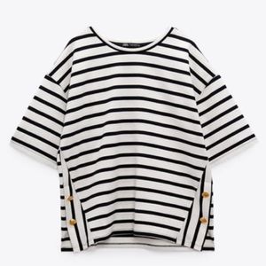 Zara striped shirt with gold side buttons